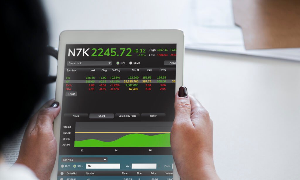 Businesswoman using tablet