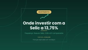 Arte do artigo sobre onde investir com a Selic a 13,75 por cento, comparando poupanca, Tesouro Selic, CDB e LCI