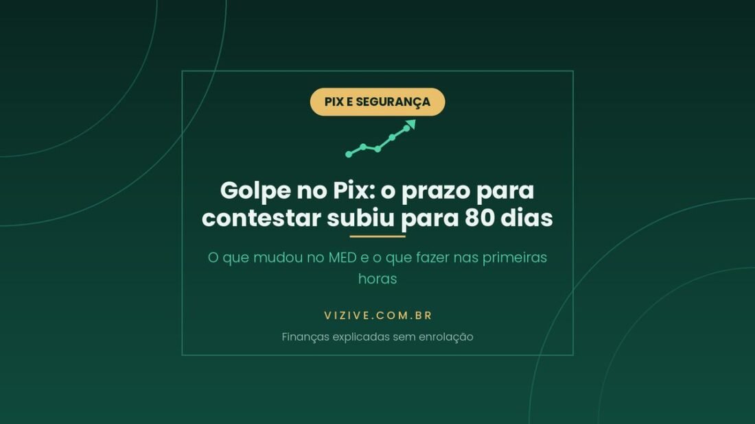 Novas regras do Pix: o prazo para contestar golpe pelo MED subiu de 30 para 80 dias, em vigor desde 1 de setembro de 2026