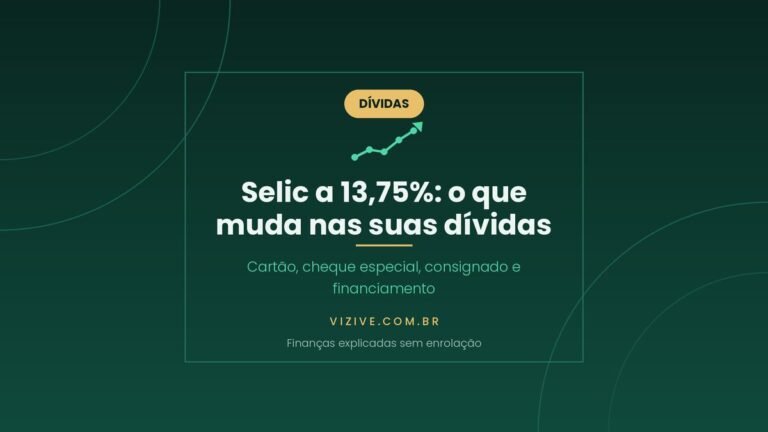 Arte do artigo sobre o que o corte da Selic para 13,75 por cento muda no cartao, cheque especial, consignado e financiamento